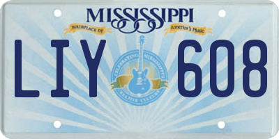 MS license plate LIY608