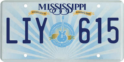 MS license plate LIY615