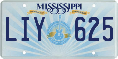MS license plate LIY625