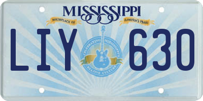 MS license plate LIY630