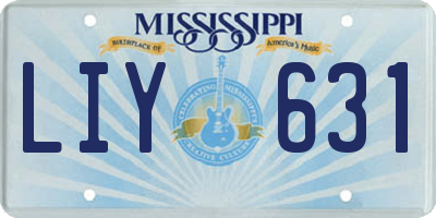 MS license plate LIY631