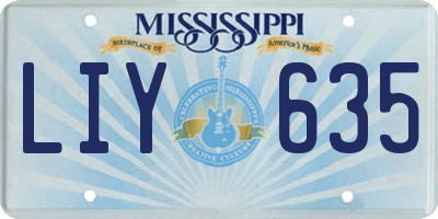 MS license plate LIY635