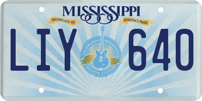 MS license plate LIY640
