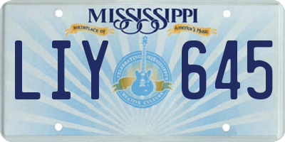 MS license plate LIY645