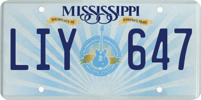 MS license plate LIY647