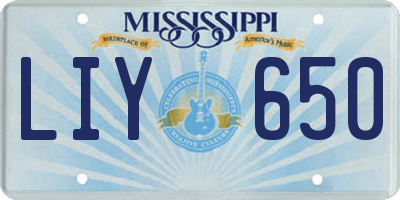 MS license plate LIY650