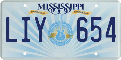 MS license plate LIY654