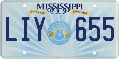 MS license plate LIY655