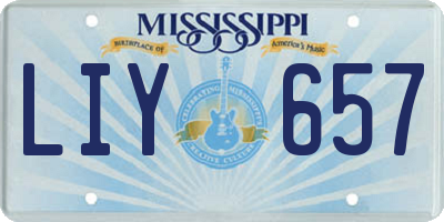MS license plate LIY657