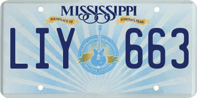 MS license plate LIY663