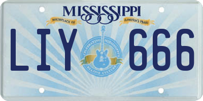 MS license plate LIY666