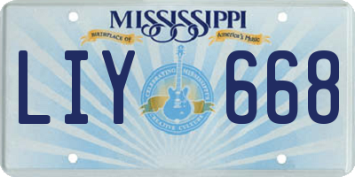MS license plate LIY668