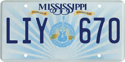 MS license plate LIY670