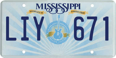 MS license plate LIY671