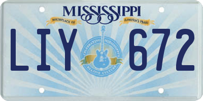 MS license plate LIY672