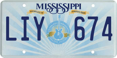 MS license plate LIY674