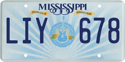 MS license plate LIY678