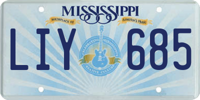 MS license plate LIY685