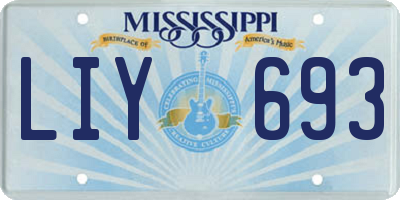 MS license plate LIY693