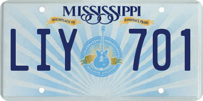 MS license plate LIY701