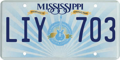 MS license plate LIY703