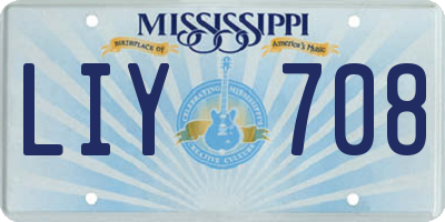 MS license plate LIY708
