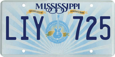 MS license plate LIY725