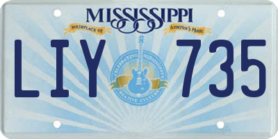 MS license plate LIY735