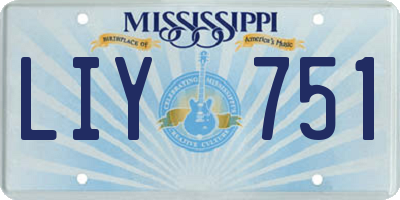 MS license plate LIY751