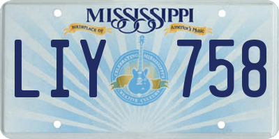 MS license plate LIY758