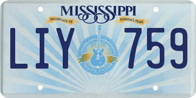 MS license plate LIY759