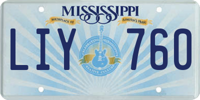 MS license plate LIY760