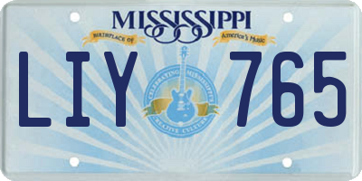MS license plate LIY765
