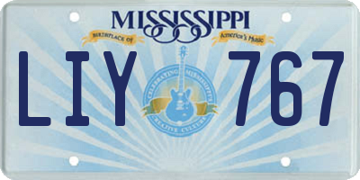 MS license plate LIY767