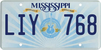 MS license plate LIY768