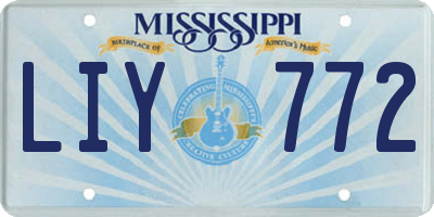 MS license plate LIY772