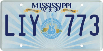 MS license plate LIY773