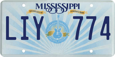 MS license plate LIY774