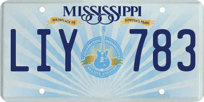 MS license plate LIY783