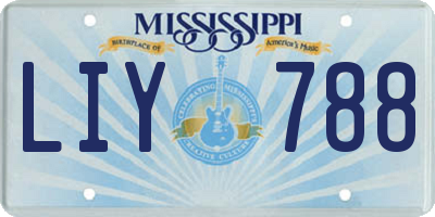 MS license plate LIY788
