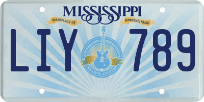 MS license plate LIY789