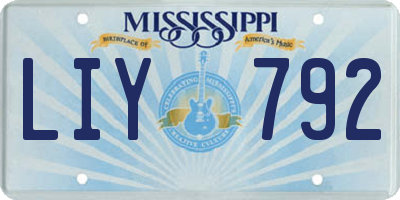 MS license plate LIY792