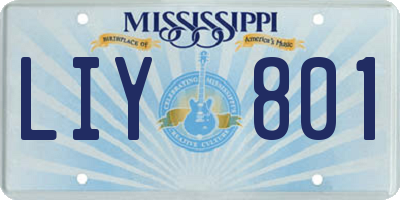 MS license plate LIY801