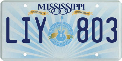 MS license plate LIY803