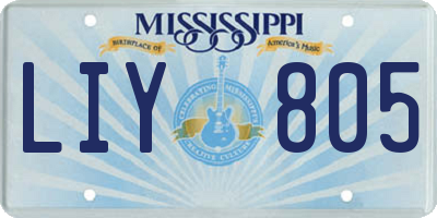 MS license plate LIY805