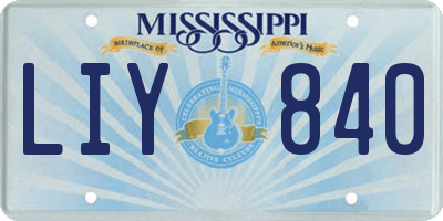 MS license plate LIY840