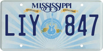 MS license plate LIY847