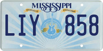 MS license plate LIY858