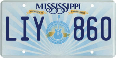 MS license plate LIY860