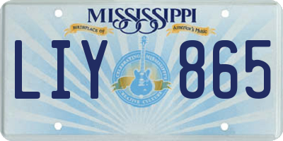 MS license plate LIY865